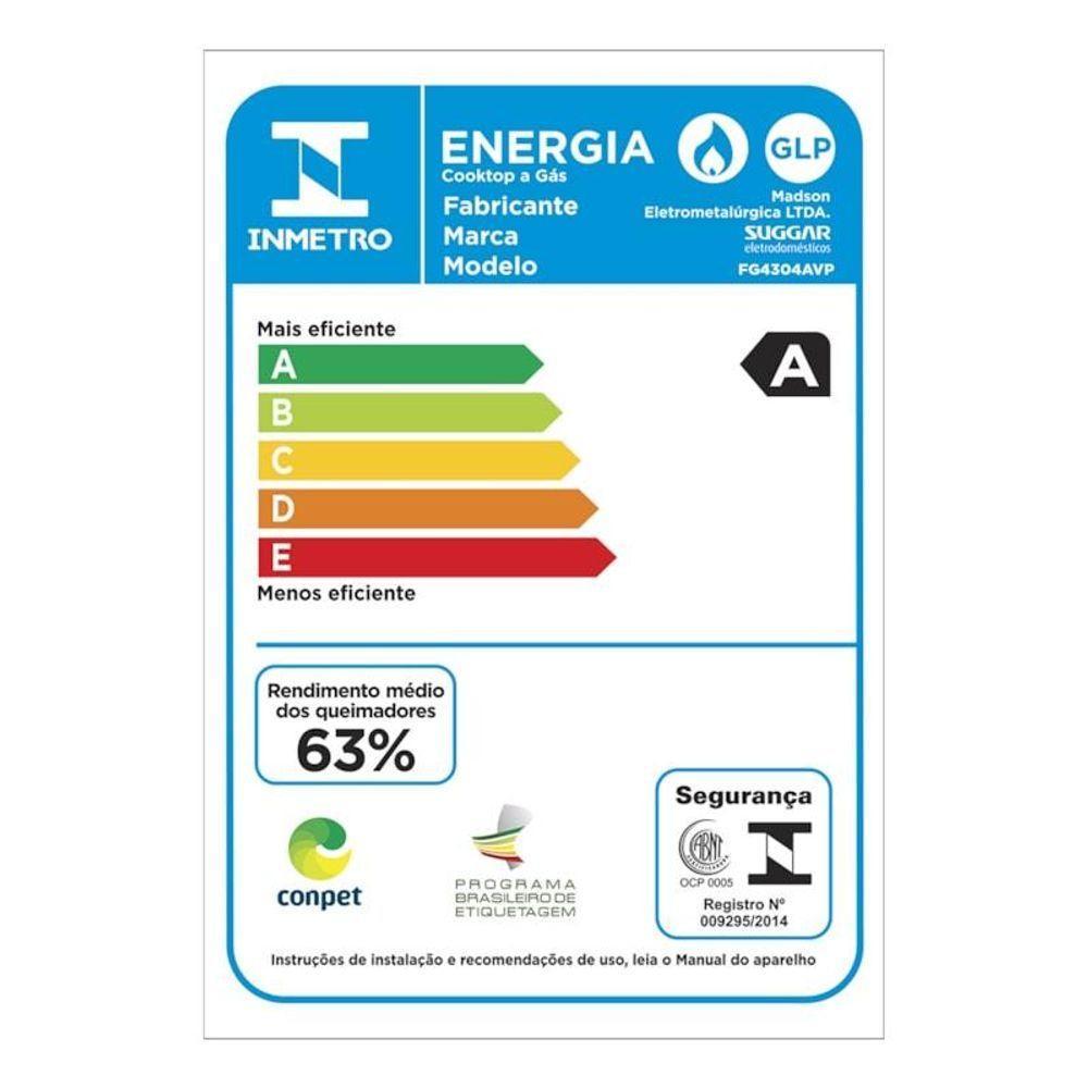 Fogão De Mesa Cooktop 4 Bocas Vidro Preto à Gás Fg4304avp Bivolt - 4