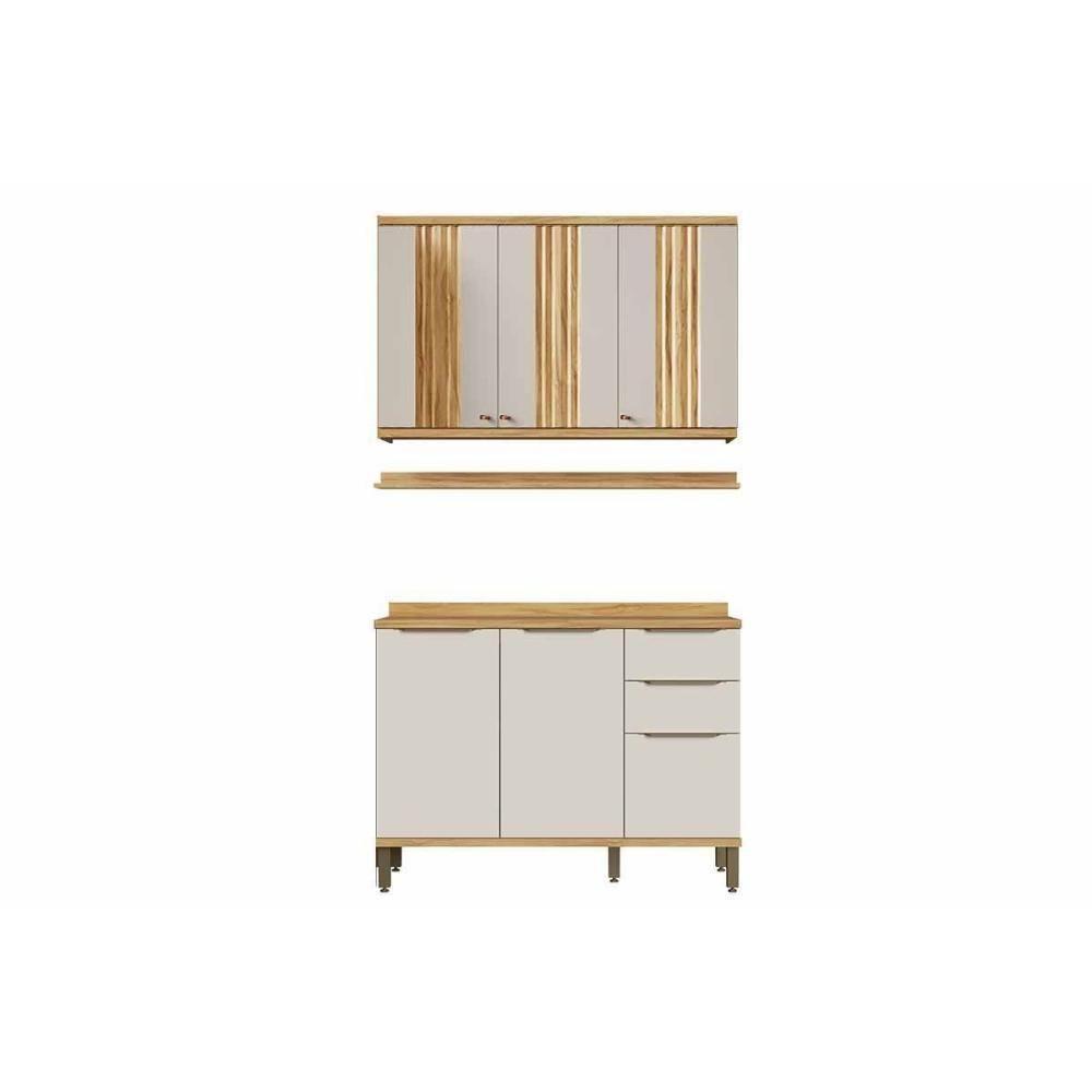 Cozinha Completa Sauvignon 3 Peças (1aéreo+1balcão+1complemento) C3p48 Amendoa-off White - Ronipa - 1