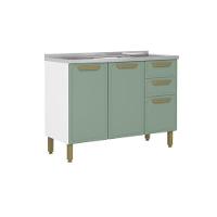 Gabinete De Cozinha Modulado C- Pia Bella C- 3 Portas E 2 Gavetas 120cm Verde - Bertolini - 1