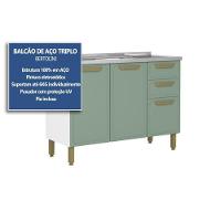 Gabinete De Cozinha Modulado C- Pia Bella C- 3 Portas E 2 Gavetas 120cm Verde - Bertolini - 2
