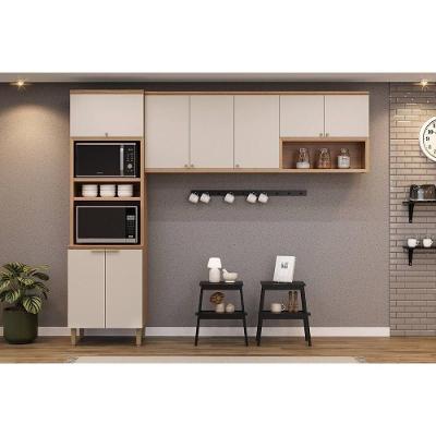 Cozinha Modulada Completa Selene 3 Peças (2aéreos+1torrequente) Cp13 Jequitiba-off White Fosco - Linea Brasil