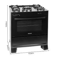 Fogão 5 Bocas Suggar Mesa De Vidro Automático Neo Glass Preto Bivolt - 6