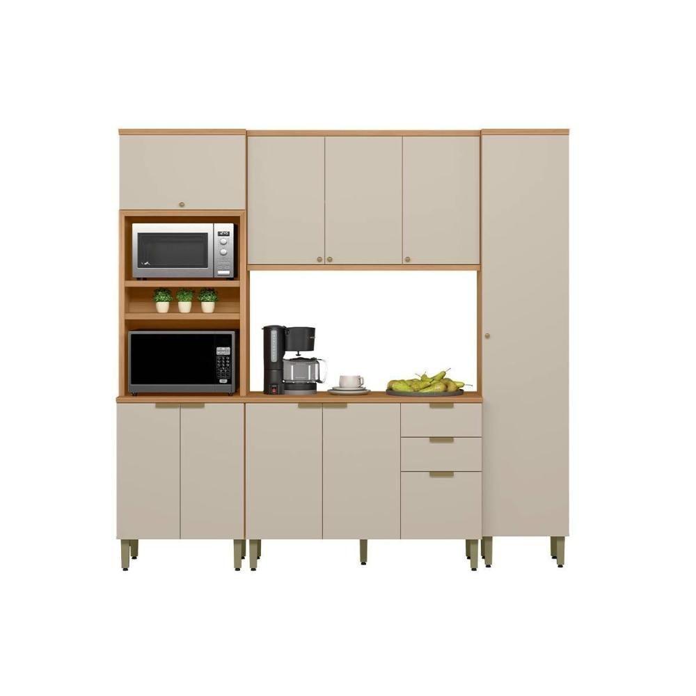 Cozinha Modulada Completa Selene 4 Peças (2aéreos+1paneleiro+1torrequente) Cp09 Jequitiba-off White Fosco - Linea Brasil - 10