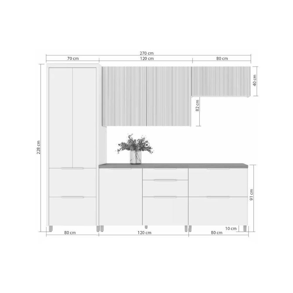 Cozinha Modulada Nesher Marquesa Rainha E 5 Peças (2aéreos+2balcões+1paneleiro) C5p110 Nature-branco-nesher - 3