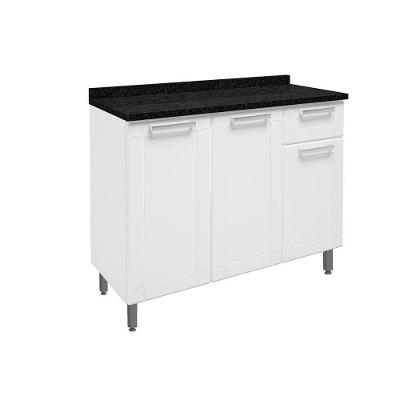 Gabinete P- Pia Cozinha Balcão C- Tampo Múltipla 6112 C- 3 Portas E 1 Gaveta 105cm Branco - Bertolini