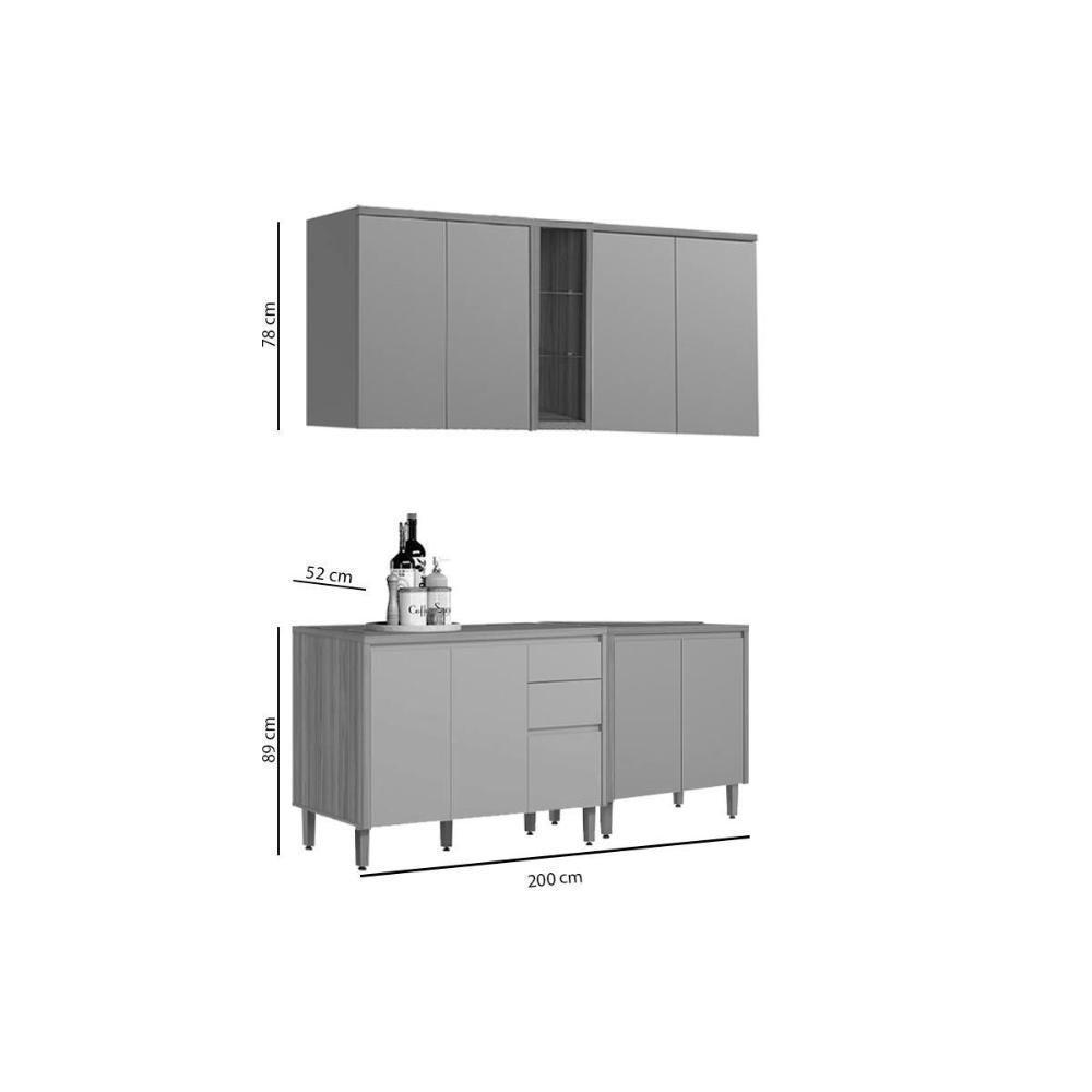 Cozinha Modulada Completa Allure 4 Peças (2aéreos+2balcões) Cp26 Jequitiba-gris Fosco - Linea Brasil - 4