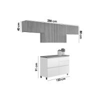 Cozinha Modulada Nesher Rainha 4 Peças (3aéreos+1balcão) C4p159 Nature-branco-nesher - 3