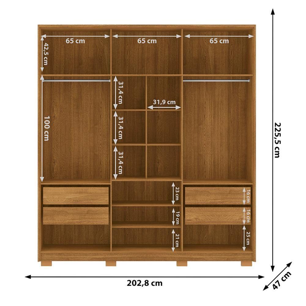 Guarda Roupa Casal 6p 4g Nor 203 Cm 10109 Nature Vlr Nature - 3