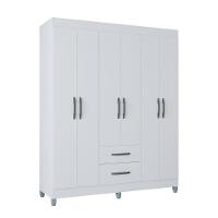 Guarda Roupa Casal Com 6 Portas E 2 Gavetas Atenas Poquema Branco - 2