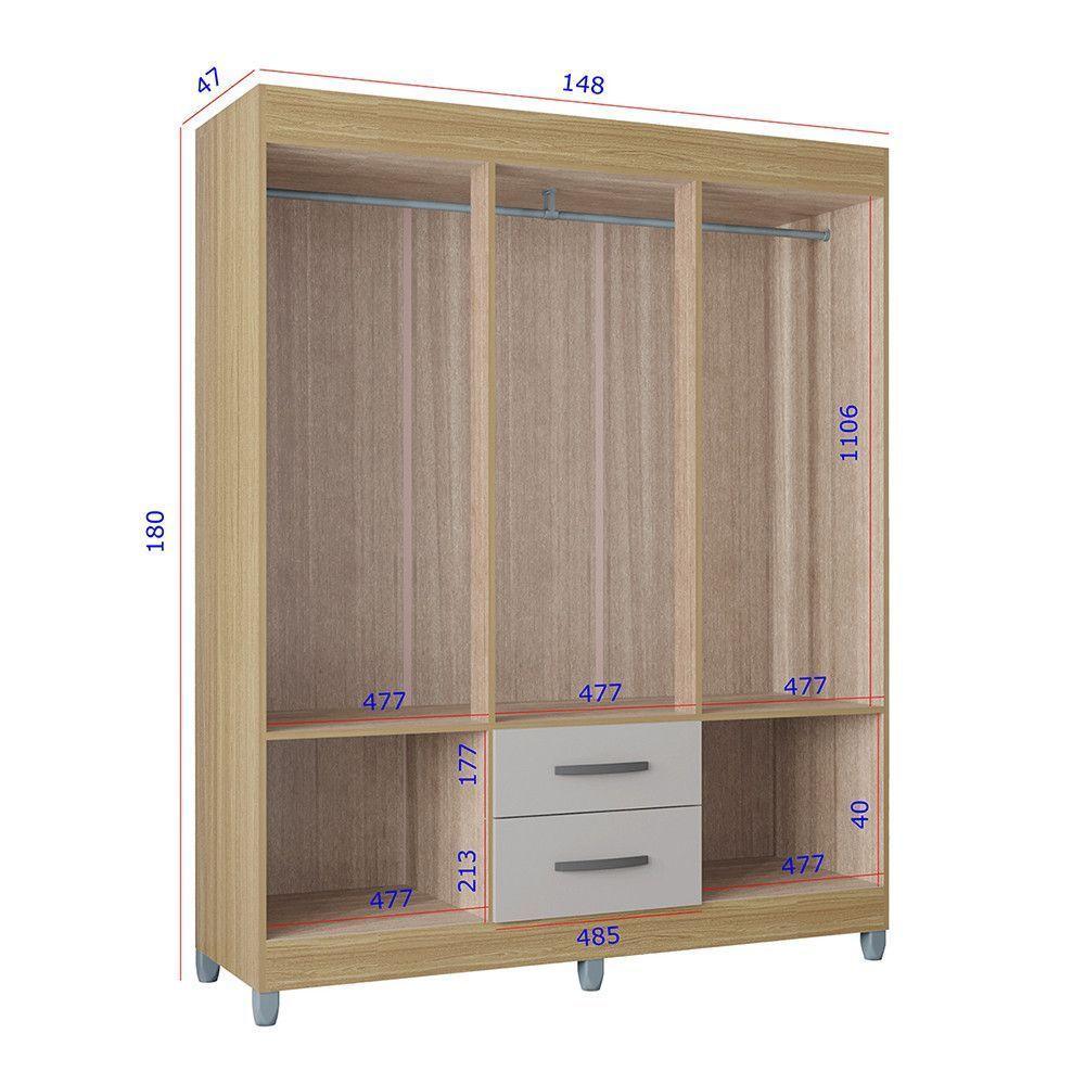 Guarda Roupa Casal Com 6 Portas E 2 Gavetas Atenas Poquema Damasco-off White - 3