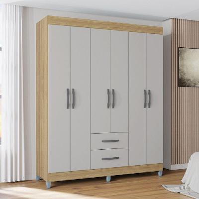 Guarda Roupa Casal Com 6 Portas E 2 Gavetas Atenas Poquema Damasco-off White