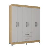 Guarda Roupa Casal Com 6 Portas E 2 Gavetas Atenas Poquema Damasco-off White - 2