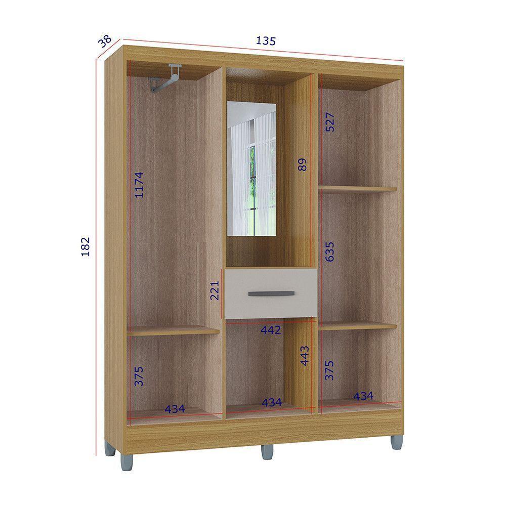 Guarda Roupa Casal Com 5 Portas 1 Gaveta Atlas Poquema Damasco-off White - 3