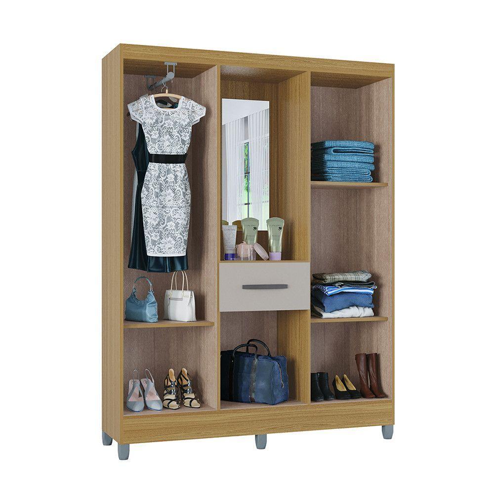 Guarda Roupa Casal Com 5 Portas 1 Gaveta Atlas Poquema Damasco-off White - 5