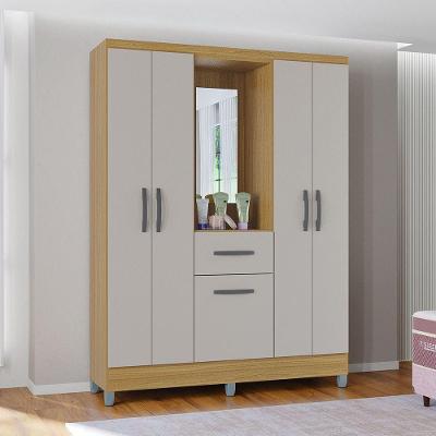 Guarda Roupa Casal Com 5 Portas 1 Gaveta Atlas Poquema Damasco-off White