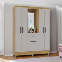 Guarda Roupa Casal Com 5 Portas 1 Gaveta Atlas Poquema Damasco-off White - 1