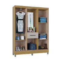 Guarda Roupa Casal Com 5 Portas 1 Gaveta Atlas Poquema Damasco-off White - 5