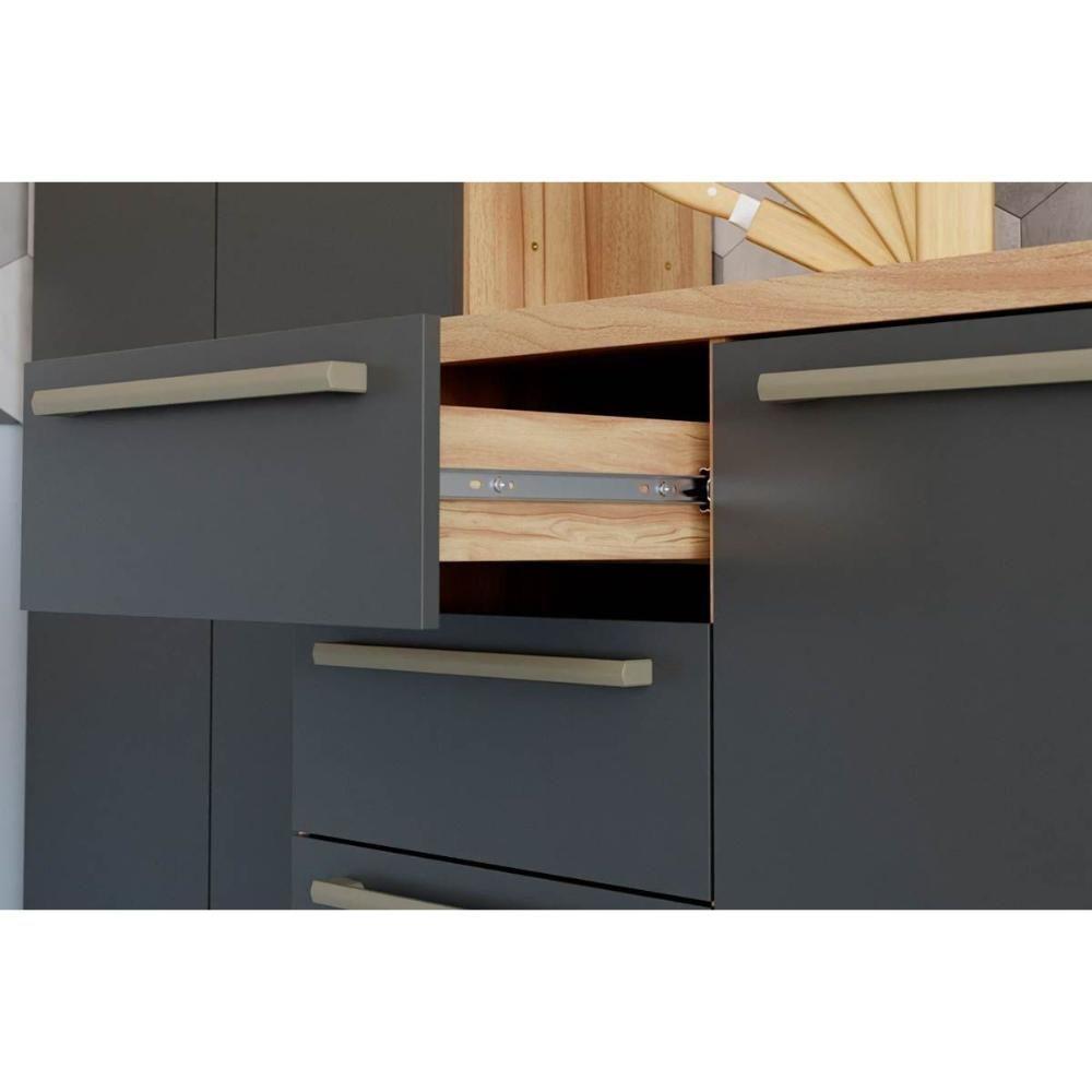 Cozinha Modulada Ronipa Nápoli Prime 5 Peças (2aéreos+1balcão+2paneleiros) C5p04 Amendoa-grafite-ronipa - 7