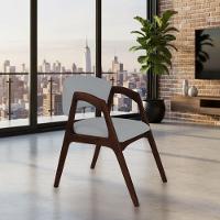 Conjunto Com 8 Cadeiras De Jantar Gabriela Em Madeira E Mdf Castanho Linho Cinza - 2