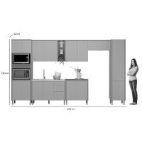 Cozinha Completa Allure 7 Peças (3aéreos+2balcões+1paneleiro+1torrequente) Cp22 Jequitiba-gris Fosco - Linea Brasil