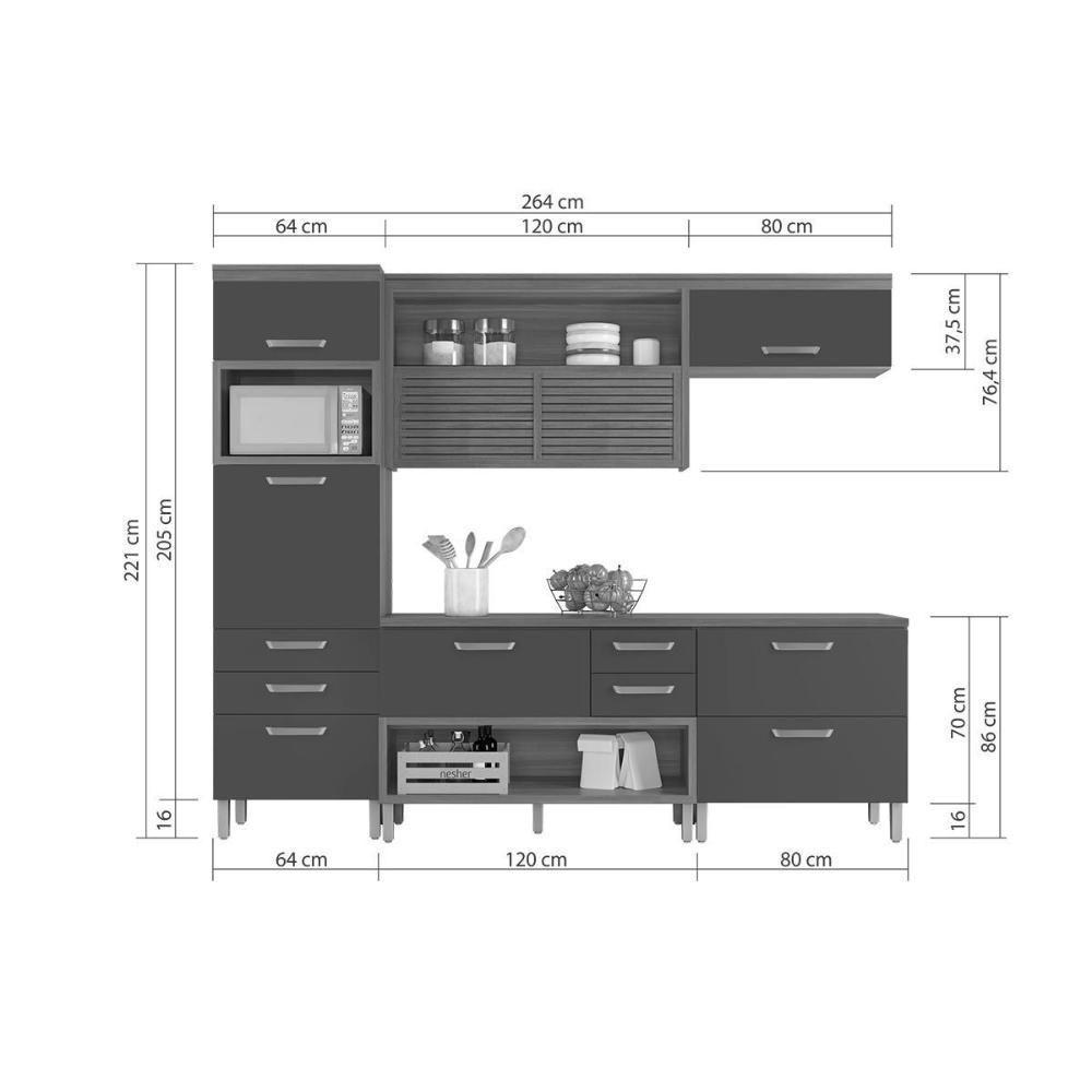 Cozinha Modulada Completa Princesa 4 Peças (1aéreo+2balcões+1paneleiro) C4p159 Freijo-off White - Nesher - 5