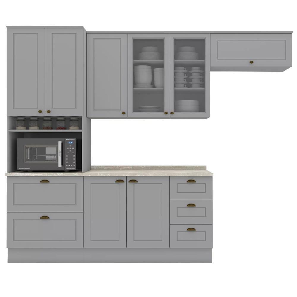 Cozinha Modulada 5 Pecas 272 Cm Ce171 Americana Cinza Calcare Henn Cinza Calcare - 1