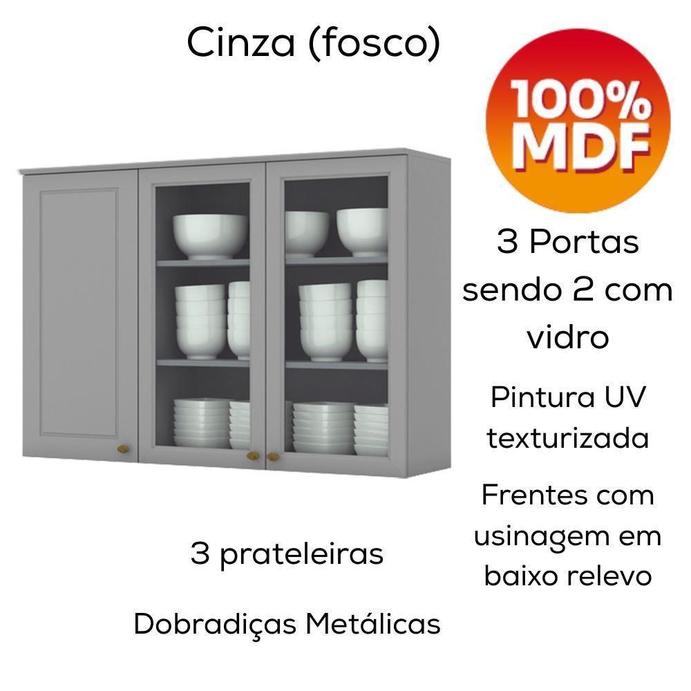 Cozinha Modulada 5 Pecas 272 Cm Ce171 Americana Cinza Calcare Henn Cinza Calcare - 6