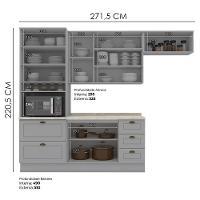 Cozinha Modulada 5 Pecas 272 Cm Ce171 Americana Cinza Calcare Henn Cinza Calcare