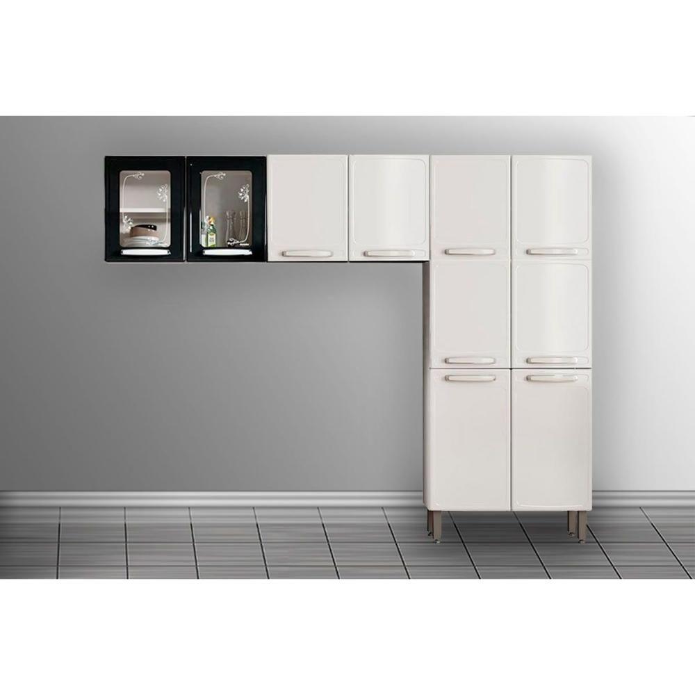 Cozinha Modulada Bertolini Evidence 3 Peças (2aéreos+1paneleiro) Cpt57 Branco-preto-bertolini - 1