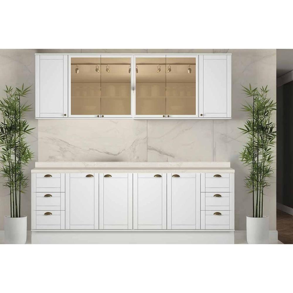 Cozinha Completa Bella 4 Peças (2aéreos+2balcões) C4p206 Branco - Carraro - 1