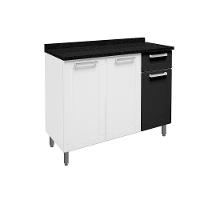 Gabinete P- Pia Cozinha Balcão C- Tampo Múltipla 6112 C- 3 Portas E 1 Gaveta 105cm Branco-preto - Bertolini - 1