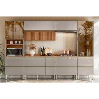 Cozinha Completa Proença 6 Peças (2aéreos+2balcões+1paneleiro+1cristaleira) C6p105 Nogueira Touch-nude Prime - Demóbile - 1