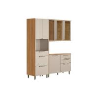 Cozinha Modulada Completa Atena 3 Peças (1balcão+1aéreo+1paneleiro) Cp27 Jequitiba-off White Fosco - Linea Brasil - 1