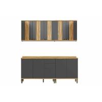 Cozinha Completa Sauvignon 4 Peças (2aéreos+2balcões) C4p246 Amendoa-grafite - Ronipa - 1