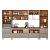 Cozinha Completa Proença 6 Peças (2aéreos+2balcões+1paneleiro+1cristaleira) C6p103 Nogueira Touch-nude Prime - Demóbile - 9