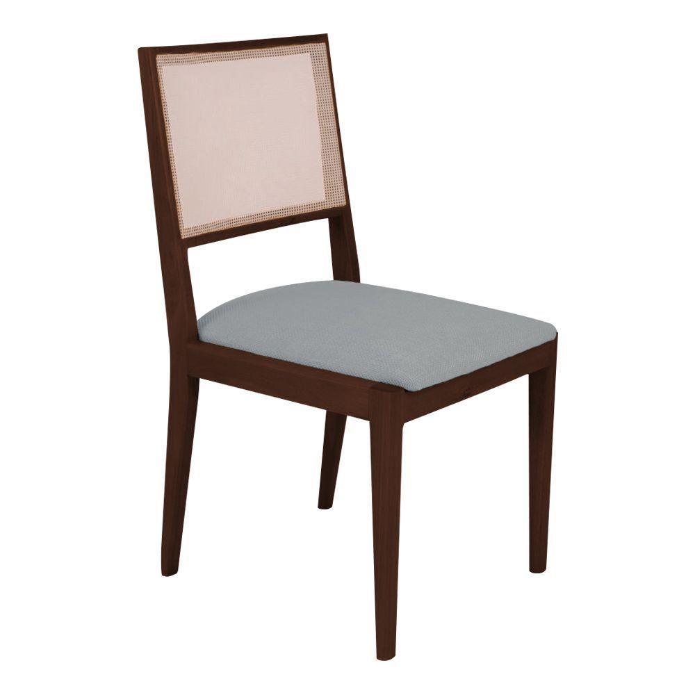 Conjunto Com 4 Cadeiras De Jantar Estofada Suellen Em Madeira E Mdf Castanho Linho Cinza - 6