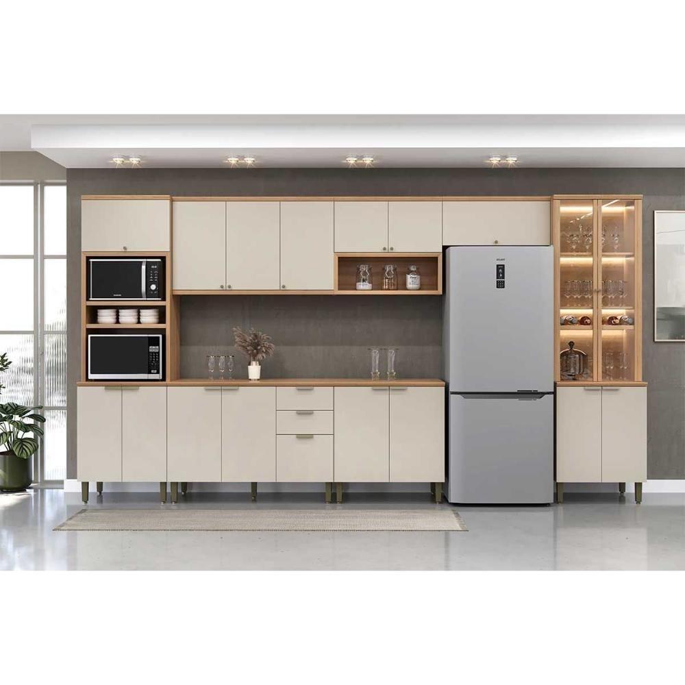 Cristaleira Sala Jantar Selene 4 Ptas 2 C- Vidro Reflecta E Leads 65cm Jequitiba-off White Fosco - Linea Brasil - 2