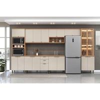 Cristaleira Sala Jantar Selene 4 Ptas 2 C- Vidro Reflecta E Leads 65cm Jequitiba-off White Fosco - Linea Brasil - 2