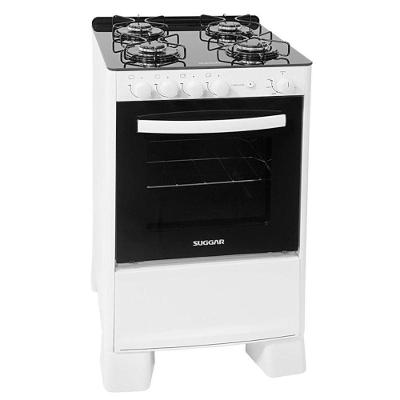 Fogão de Piso 4 Bocas Suggar FGVCG410BR Mesa de Vidro Temperado Acendimento Automático Branco Bivolt