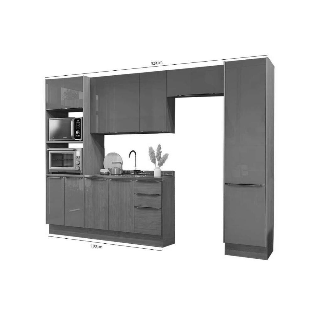 Cozinha Completa Vibra 5 Peças (2aéreos+1balcão+1paneleiro+1torrequente) C5p159 Canela-verde Pistache Lacca - Kappesberg - 2