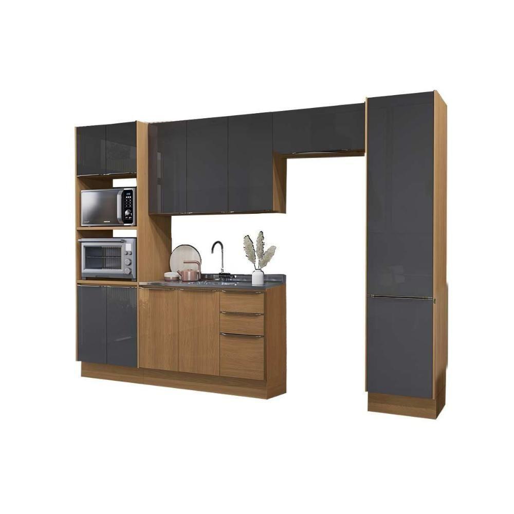 Cozinha Completa Vibra 5 Peças (2aéreos+1balcão+1paneleiro+1torrequente) C5p159 Canela-verde Pistache Lacca - Kappesberg - 3