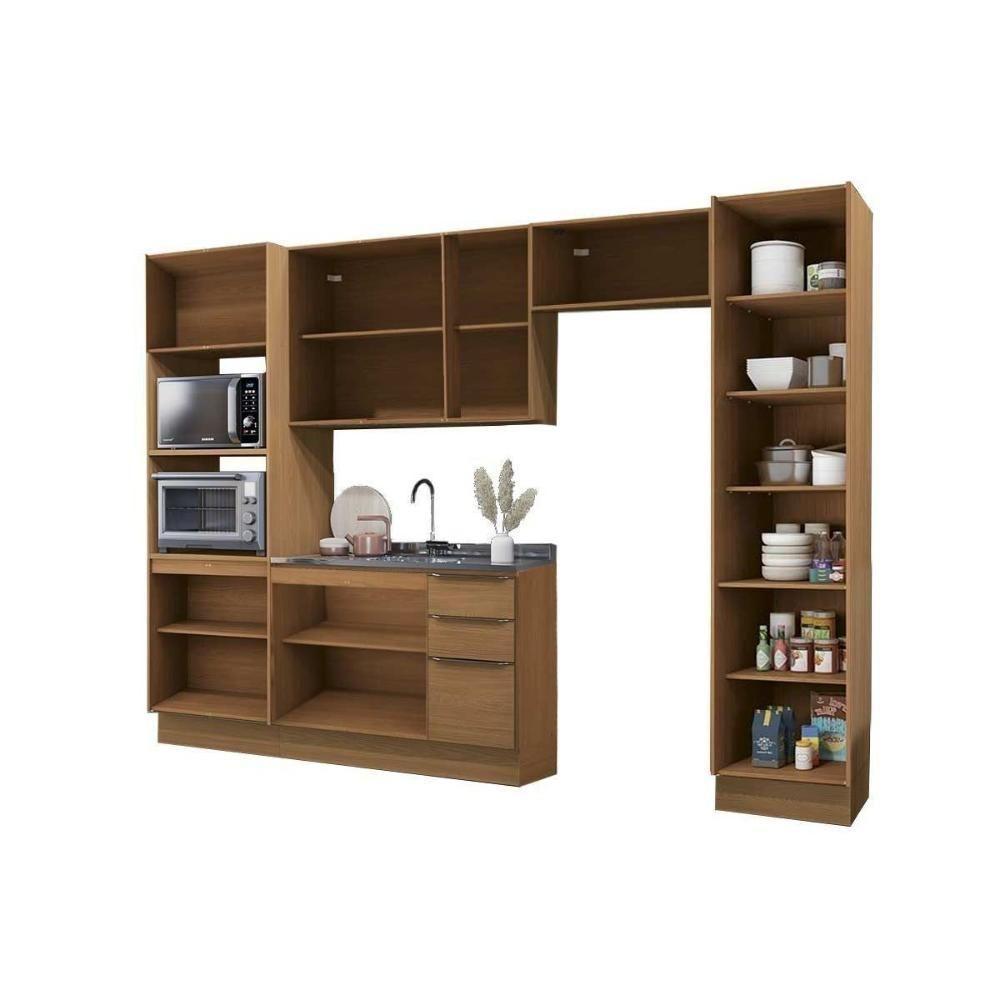 Cozinha Completa Vibra 5 Peças (2aéreos+1balcão+1paneleiro+1torrequente) C5p159 Canela-verde Pistache Lacca - Kappesberg - 5