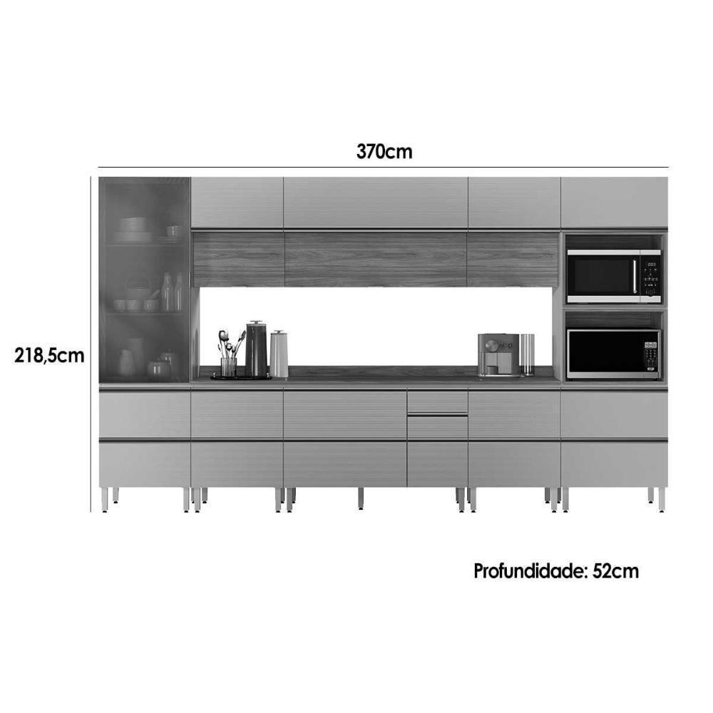 Cozinha Completa Proença 8 Peças (3aéreos+3balcões+1torrequente+1cristaleira) C8p71 Nogueira-carbono Prime Tx - Demóbile - 3
