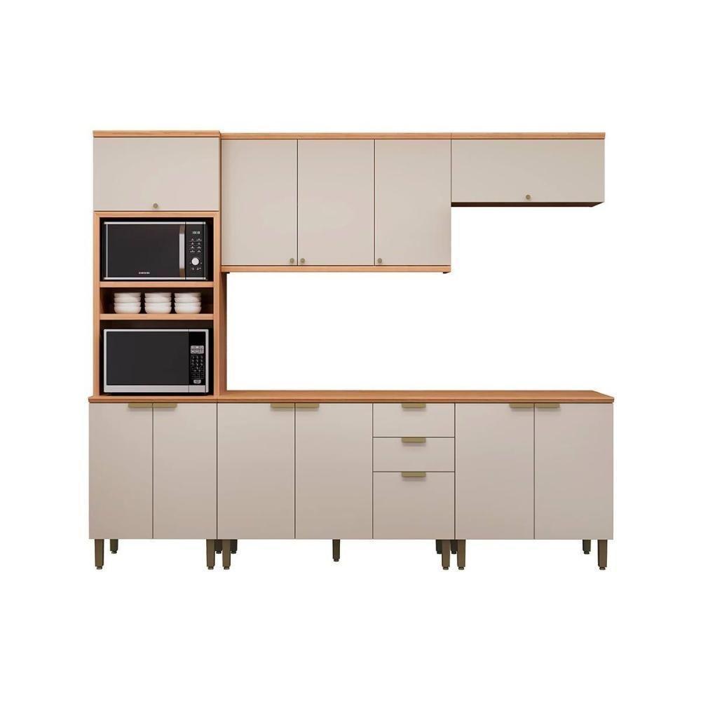 Cozinha Modulada Completa Selene 5 Peças (2aéreos+2balcões+1paneleiro) Cp04 Jequitiba-off White Fosco - Linea Brasil - 10