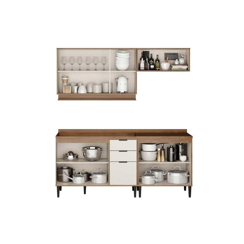 Cozinha Completa Alpha 4 Peças (2aéreos+2balcões) C4p226 Freijo-off White - Carraro - 3