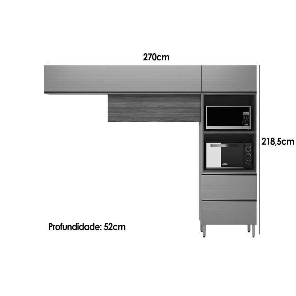 Cozinha Completa Proença 3 Peças (2aéreos+1torrequente) C3p64 Nogueira-carbono Prime Tx - Demóbile - 4