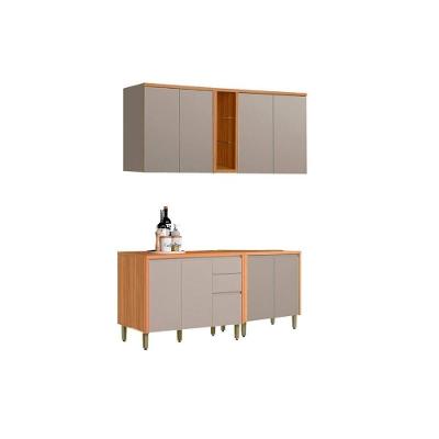 Cozinha Completa Allure 8 Portas 3 Gavetas MDF Cinza Jequitiba Gris Fosco