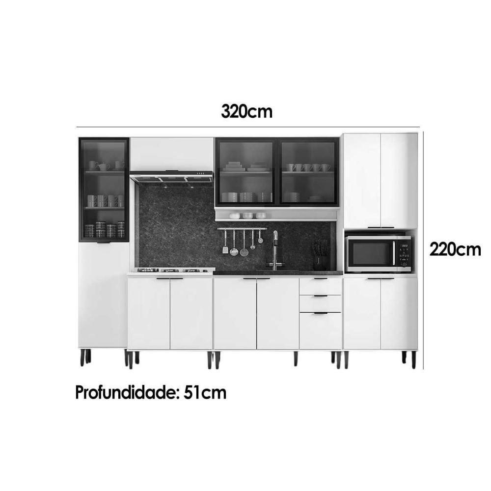 Cozinha Completa Alpha 6 Peças (2aéreos+2balcões+2paneleiros) C6p108 Branco - Carraro - 2
