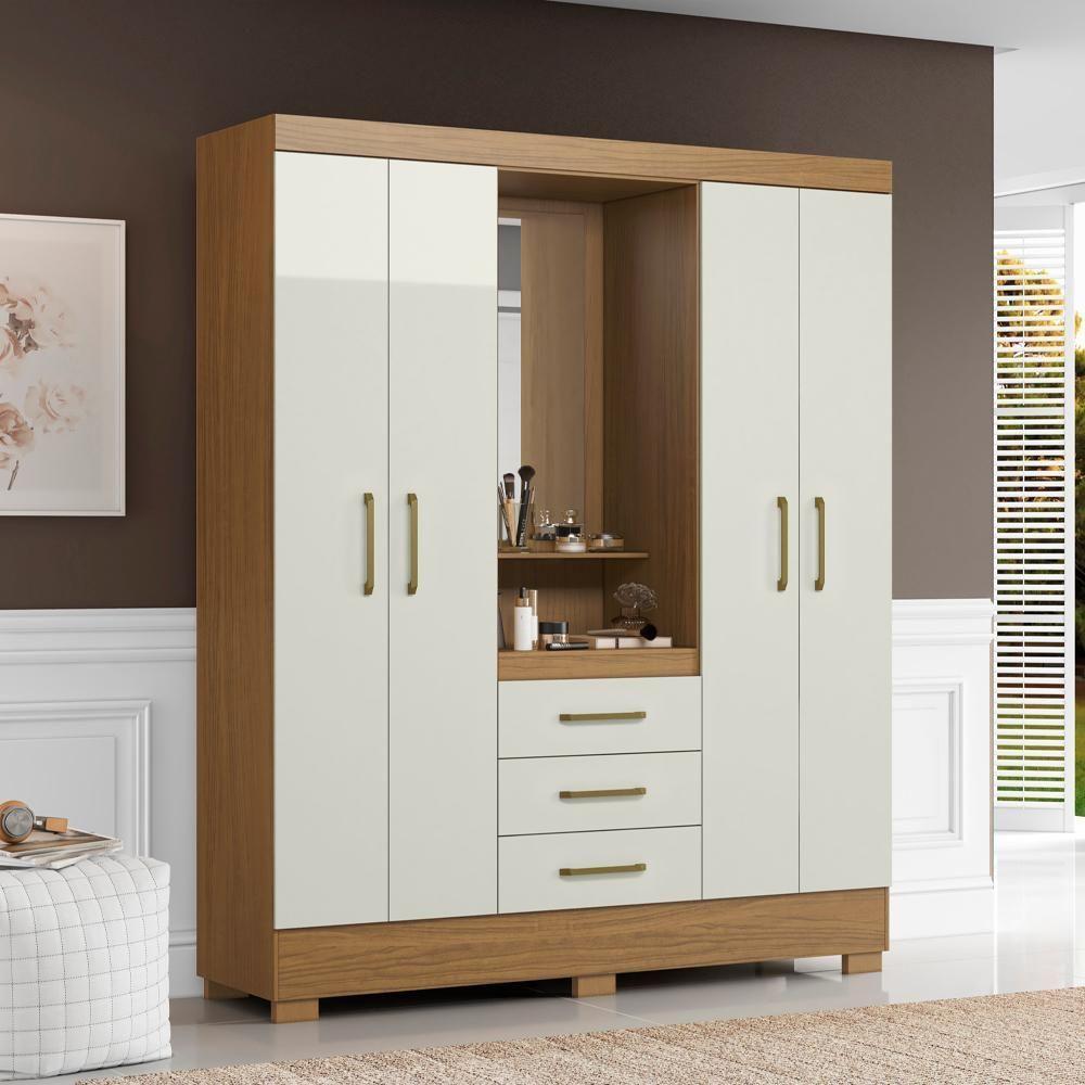 Guarda Roupa Casal Capela 4 Portas 164 Cm Paris Atacama Off White Armoveis Atacama Off White - 4