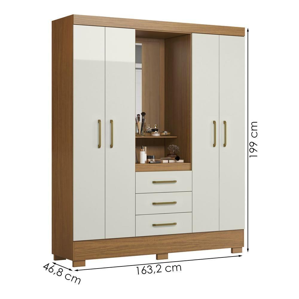 Guarda Roupa Casal Capela 4 Portas 164 Cm Paris Atacama Off White Armoveis Atacama Off White - 6